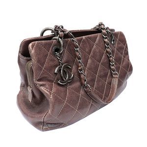 Chanel Caviar Skin Chain Shoulder Bag Brown